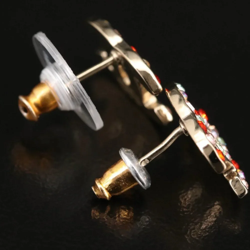 Chanel Multicolor Rhinestone CC Stud Earrings - Picture 4 of 6